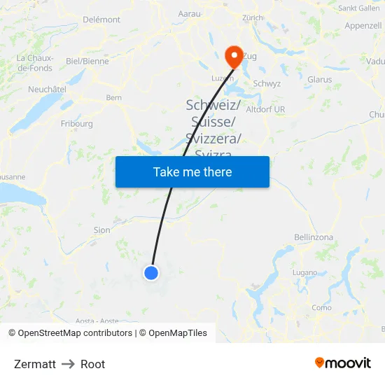 Zermatt to Root map