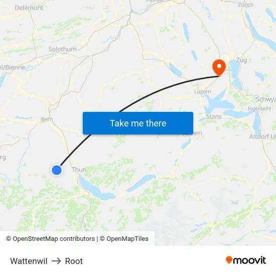 Wattenwil to Root map