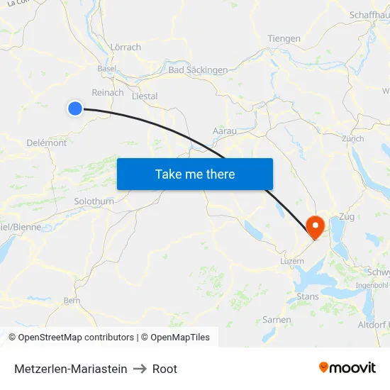 Metzerlen-Mariastein to Root map