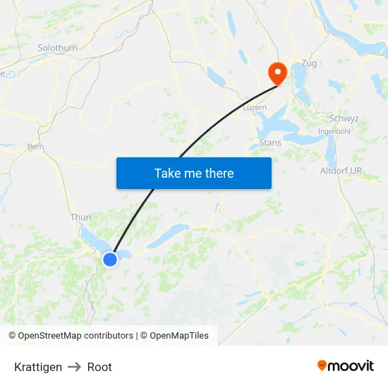 Krattigen to Root map