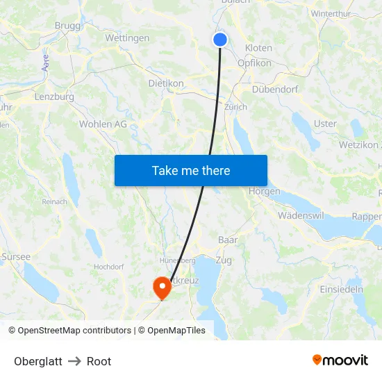 Oberglatt to Root map