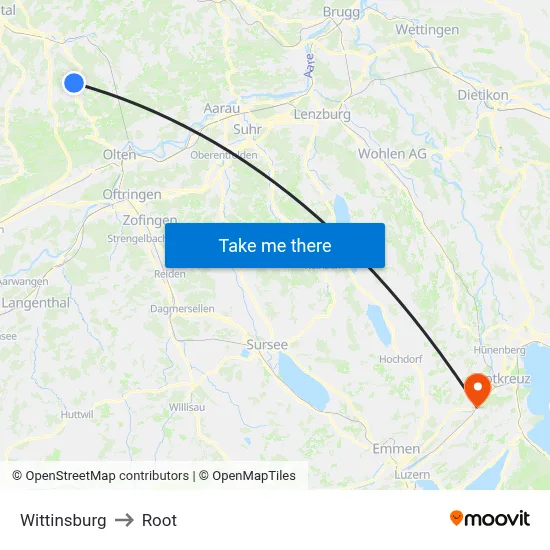 Wittinsburg to Root map