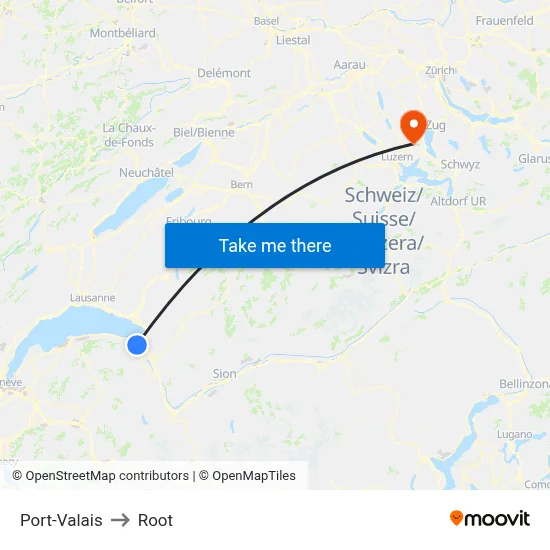 Port-Valais to Root map