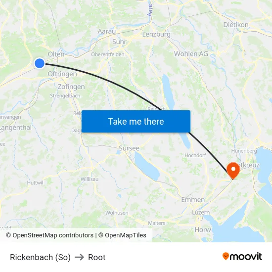Rickenbach (So) to Root map