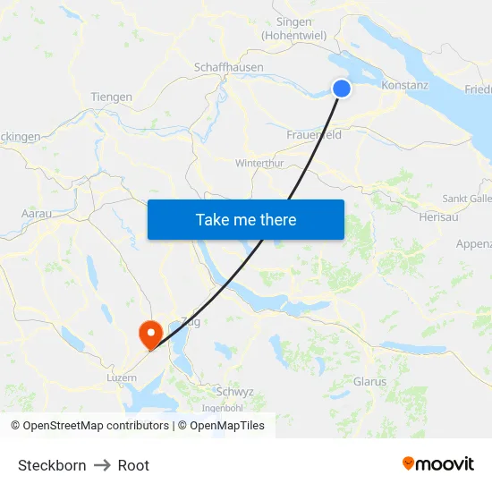 Steckborn to Root map