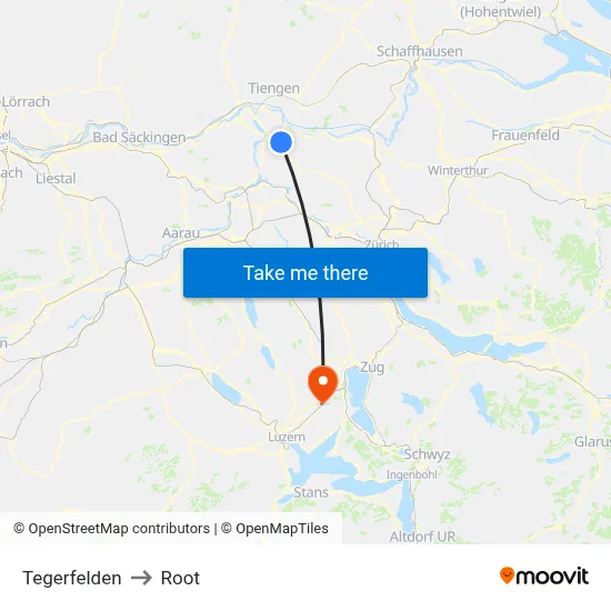 Tegerfelden to Root map