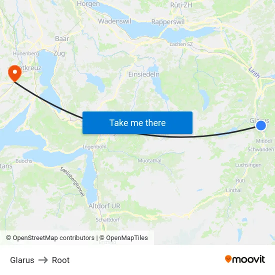 Glarus to Root map