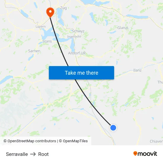 Serravalle to Root map