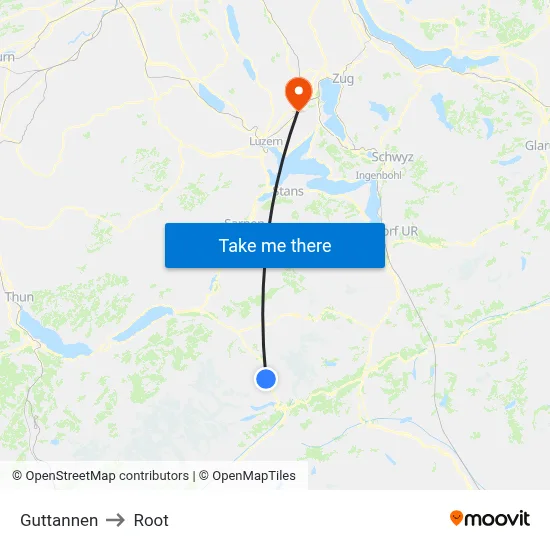 Guttannen to Root map