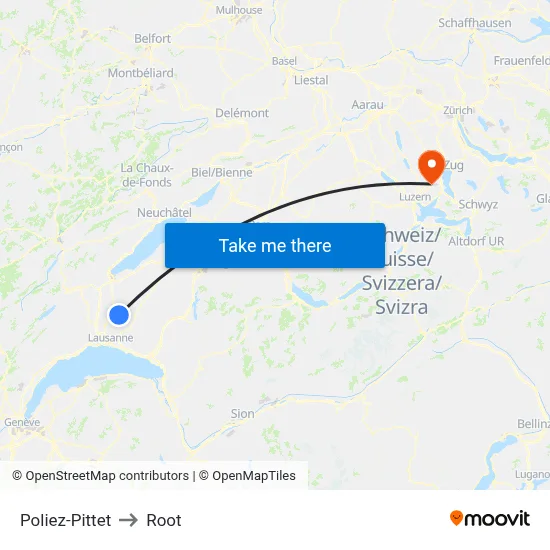 Poliez-Pittet to Root map