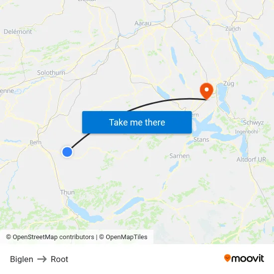 Biglen to Root map