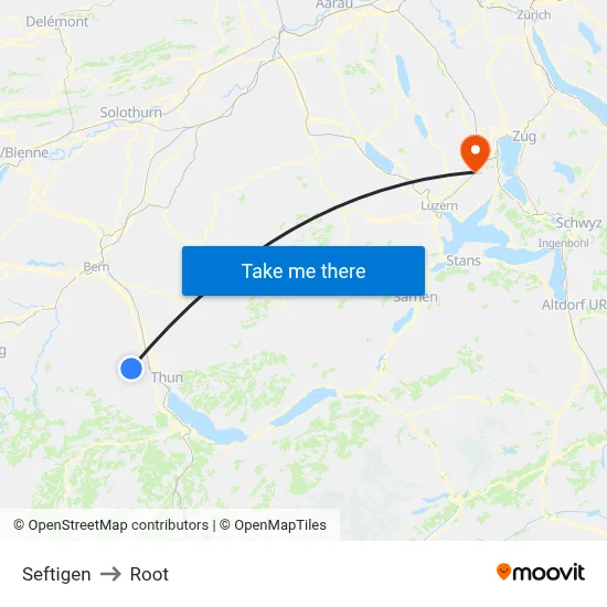 Seftigen to Root map