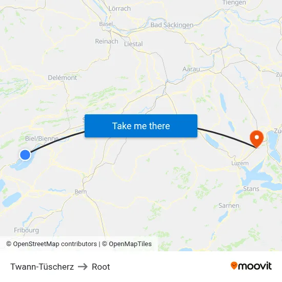 Twann-Tüscherz to Root map