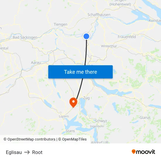 Eglisau to Root map