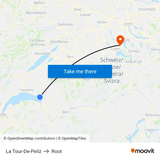 La Tour-De-Peilz to Root map
