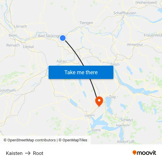 Kaisten to Root map