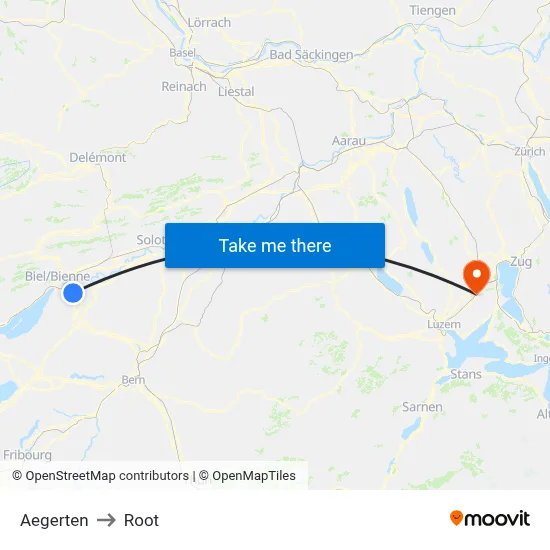 Aegerten to Root map