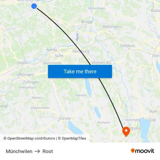 Münchwilen to Root map