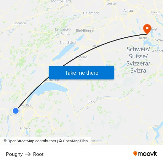Pougny to Root map