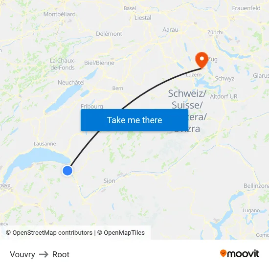 Vouvry to Root map