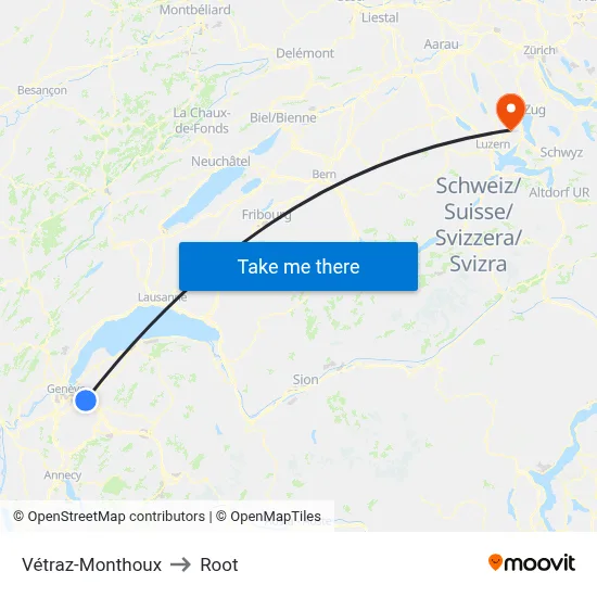 Vétraz-Monthoux to Root map
