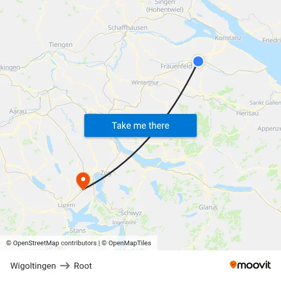 Wigoltingen to Root map