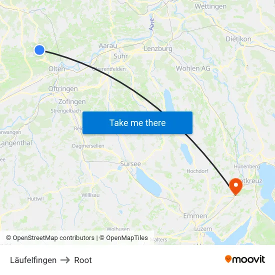 Läufelfingen to Root map