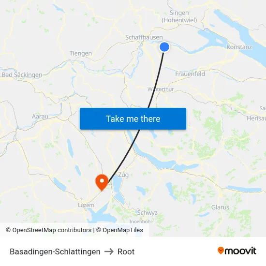 Basadingen-Schlattingen to Root map