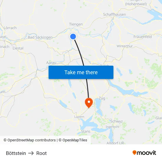 Böttstein to Root map
