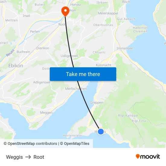 Weggis to Root map
