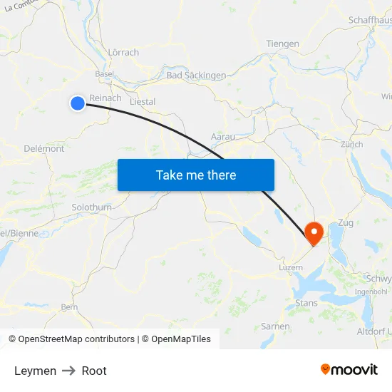 Leymen to Root map