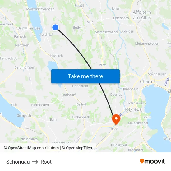 Schongau to Root map