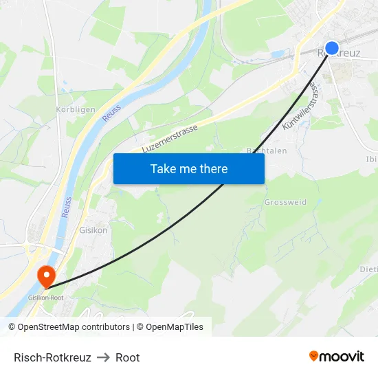 Risch-Rotkreuz to Root map