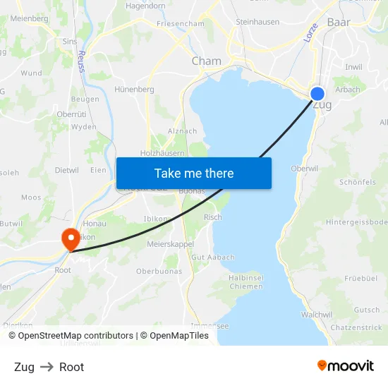 Zug to Root map