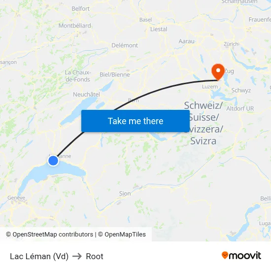 Lac Léman (Vd) to Root map