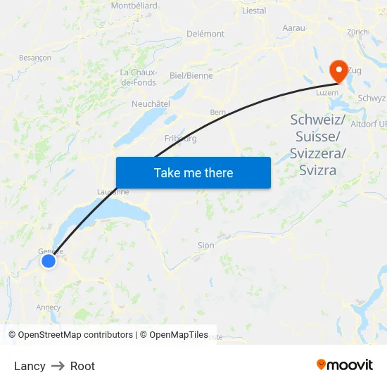 Lancy to Root map