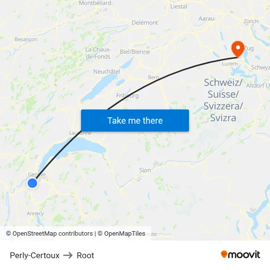 Perly-Certoux to Root map