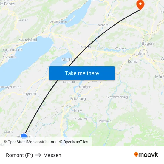 Romont (Fr) to Messen map