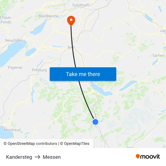 Kandersteg to Messen map