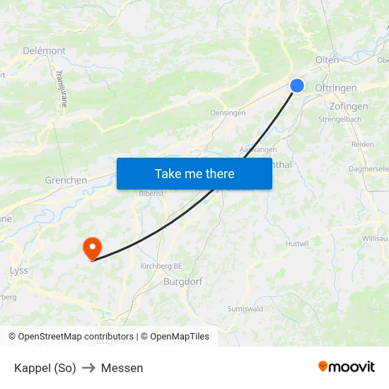 Kappel (So) to Messen map