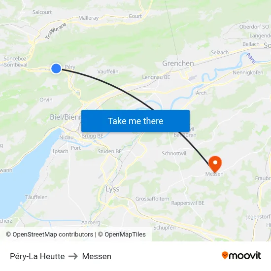 Péry-La Heutte to Messen map