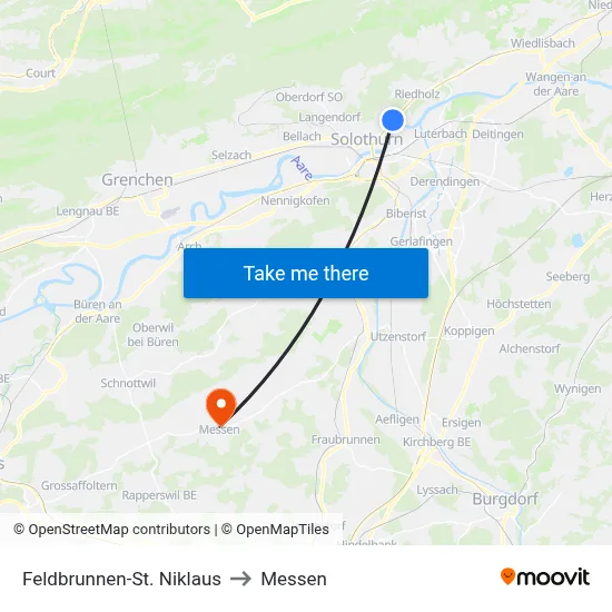 Feldbrunnen-St. Niklaus to Messen map