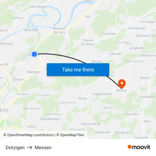 Dotzigen to Messen map