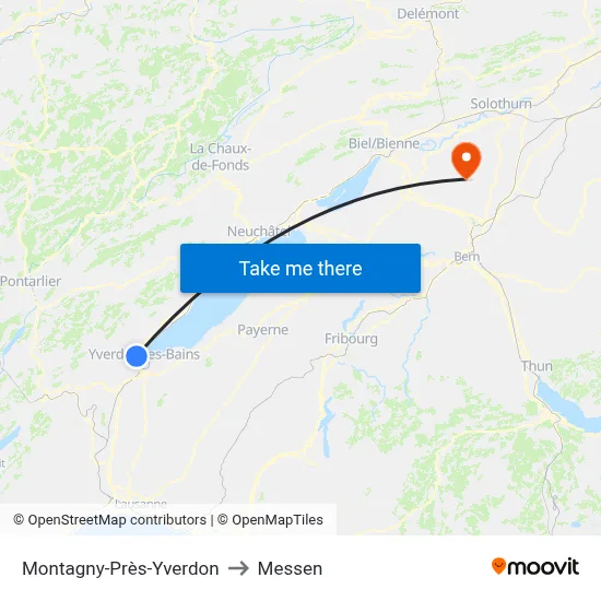 Montagny-Près-Yverdon to Messen map