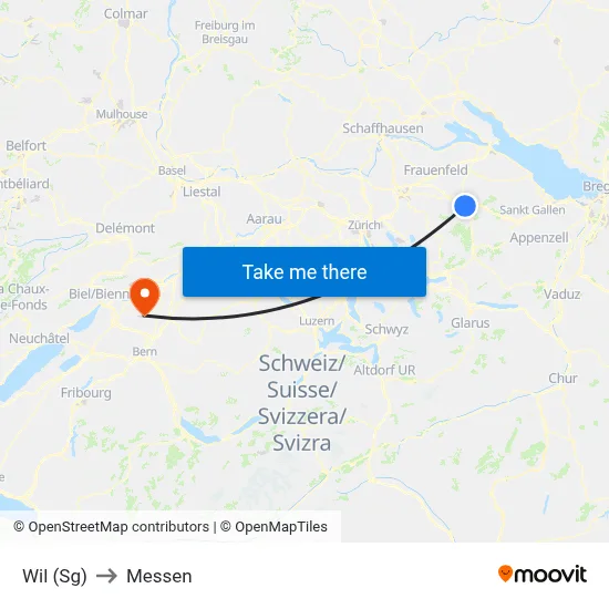 Wil (Sg) to Messen map