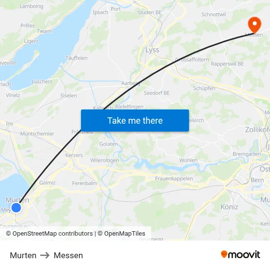 Murten to Messen map