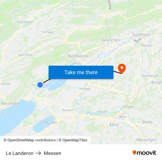 Le Landeron to Messen map