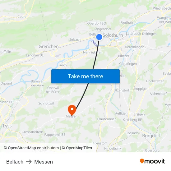 Bellach to Messen map