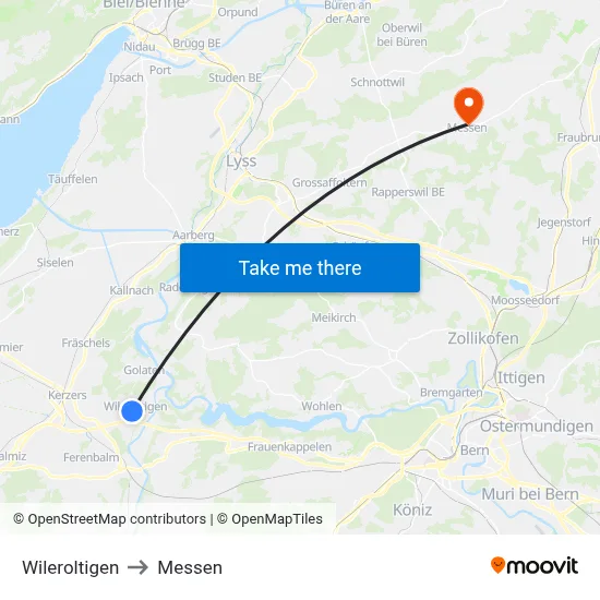 Wileroltigen to Messen map