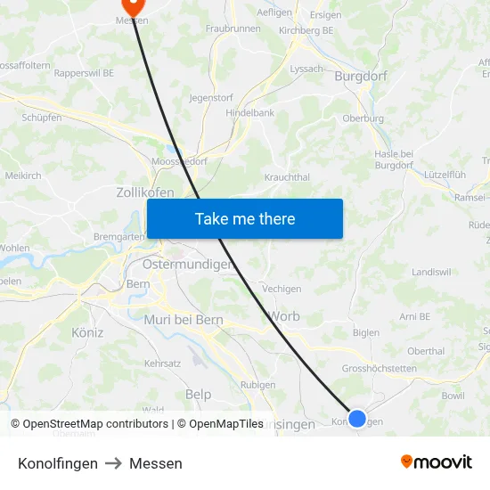 Konolfingen to Messen map